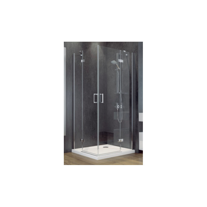 Kabina prysznicowa pięciokątna Besco Viva 195, 90x90cm, lewa, szkło przejrzyste, profil chrom