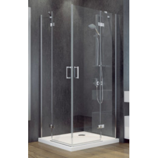 Kabina prysznicowa pięciokątna Besco Viva 195, 90x90cm, lewa, szkło przejrzyste, profil chrom