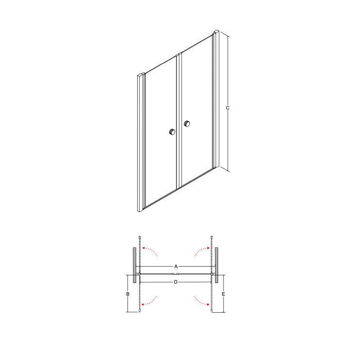 Drzwi prysznicowe do wnęki Besco Sinco, 80x195cm, wahadłowe, szkło przejrzyste, profil chrom