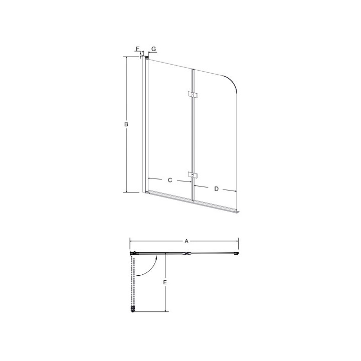 Parawan nawannowy Besco Prime 1, 70x140cm, 1-skrzydłowy, szkło przejrzyste, profil chrom