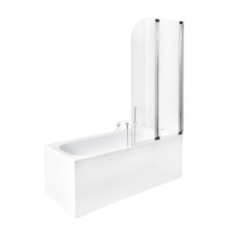 Parawan nawannowy Besco Ambition 1, 75x130cm, 1-skrzydłowy, szkło przejrzyste z motywem, profil chrom