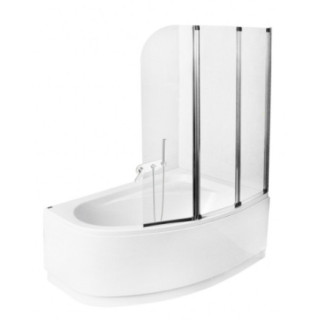 Parawan nawannowy Besco Ambition 2, 80,5x140cm, 2-skrzydłowy, szkło przejrzyste, profil chrom