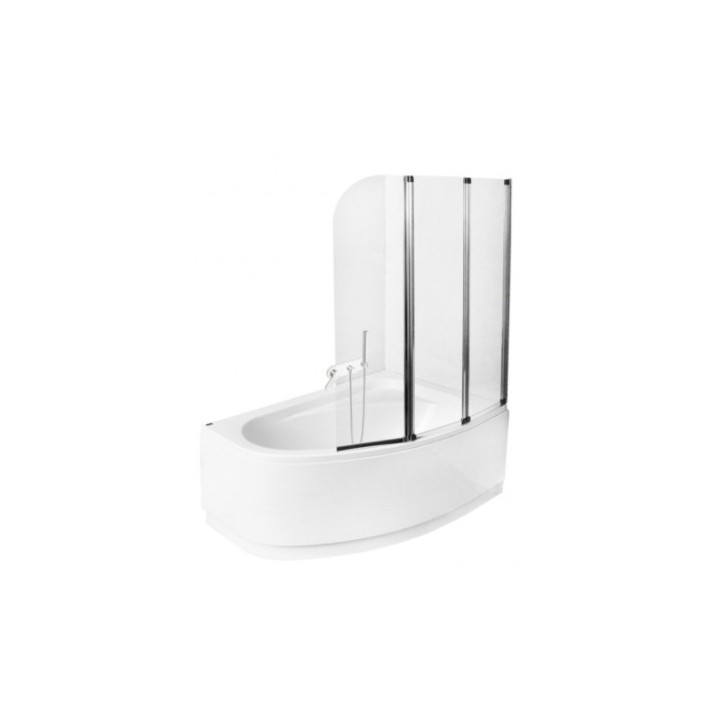 Parawan nawannowy Besco Ambition 2, 80,5x140cm, 2-skrzydłowy, szkło przejrzyste, profil chrom