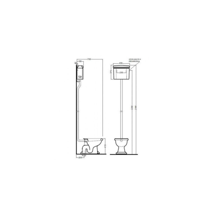 Mechanizm spłukujący Kerasan Retro, do spłuczki wysokiej, z łańcuszkiem, chrom