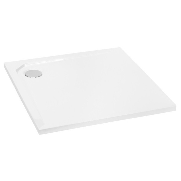 Brodzik półokrągły Besco Asco Ultraslim, 80x80cm, konglomeratowy, biały