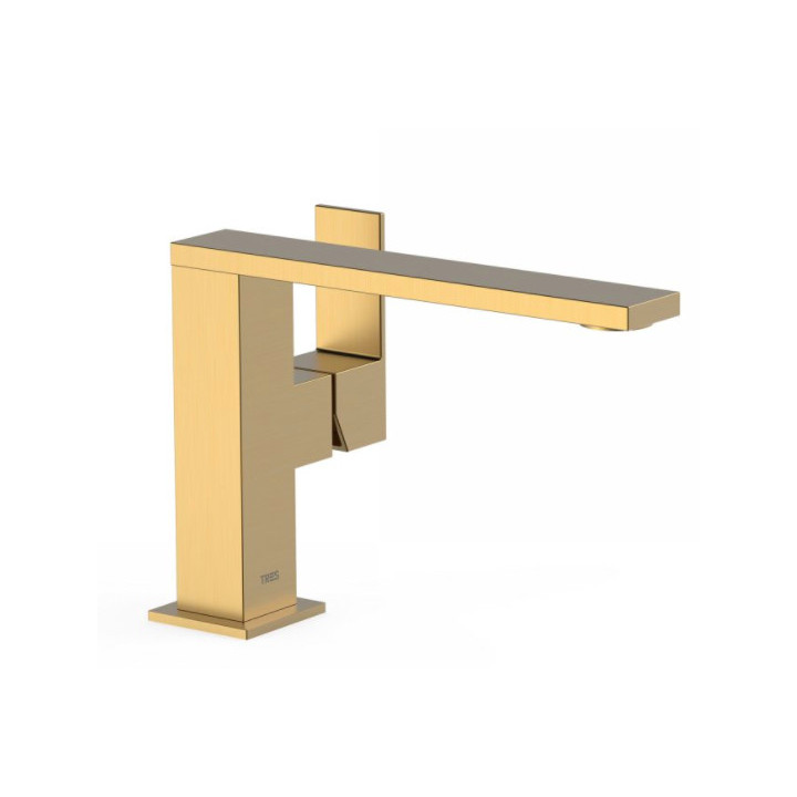 Bateria umywalkowa Tres Caudro Colors, stojąca, wysokość 150mm, wylewka 34x10mm, złoty matowy