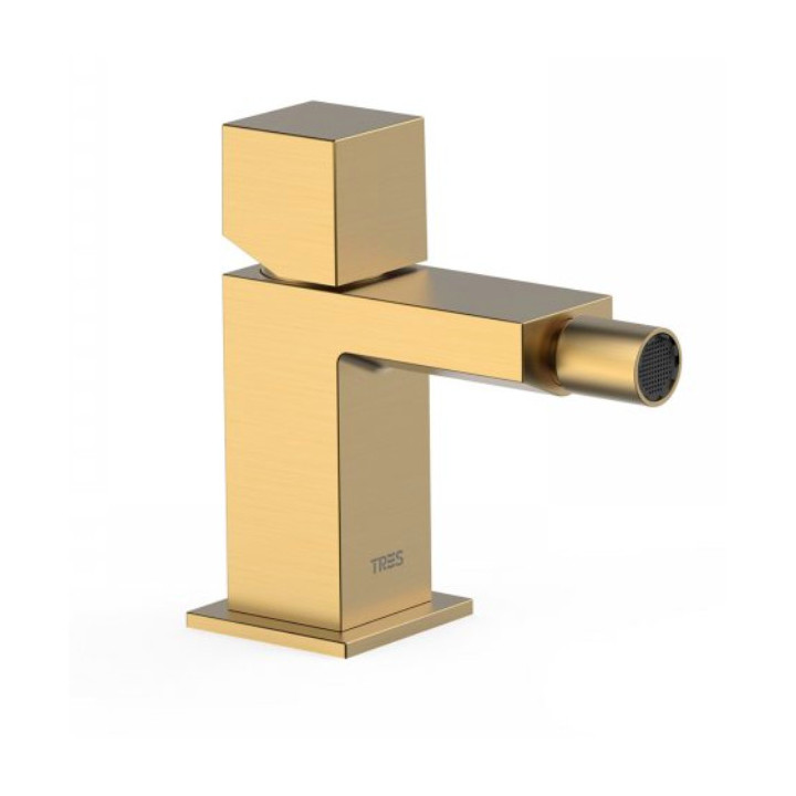 Bateria umywalkowa Tres Caudro Colors, stojąca, wysokość 150mm, wylewka 34x10mm, złoty matowy
