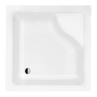 Brodzik półokrągły Besco Alex, 80x80cm, zintegrowana obudowa, akrylowy, biały