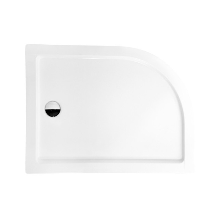Brodzik asymentryczny Besco Saturn, 100x80cm, lewy, zintegrowana obudowa, akrylowy, biały