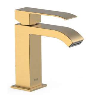 Bateria umywalkowa Tres Cuadro Colors, wysokość 24 cm, wylewka kaskada, złoty matowy