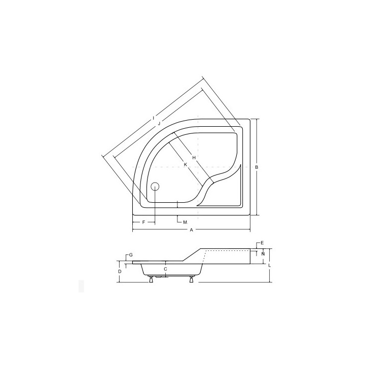 Brodzik asymentryczny Besco Saturn, 100x80cm, prawy, zintegrowana obudowa, akrylowy, biały