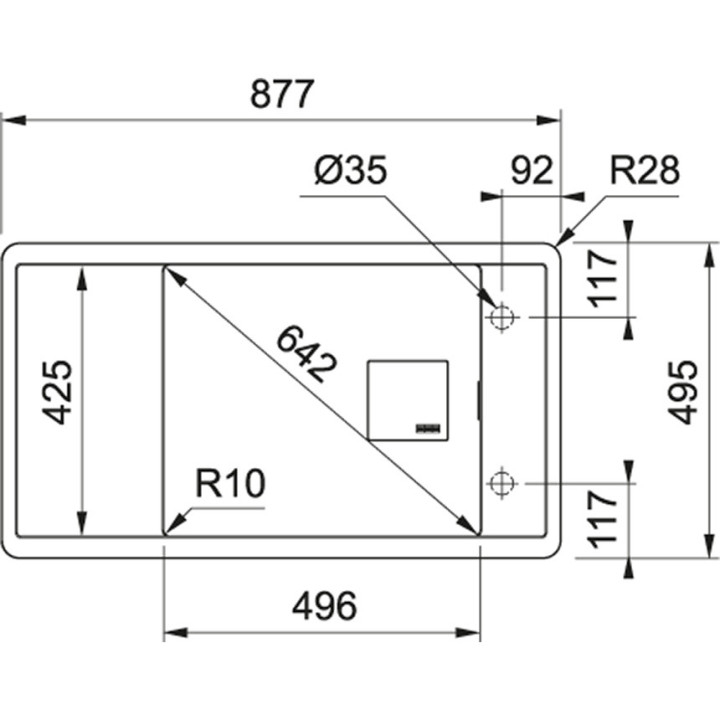 Zlewozmywak wbudowywany Franke Fresno FSG 611 Fragranit+, 88x50cm, onyx 