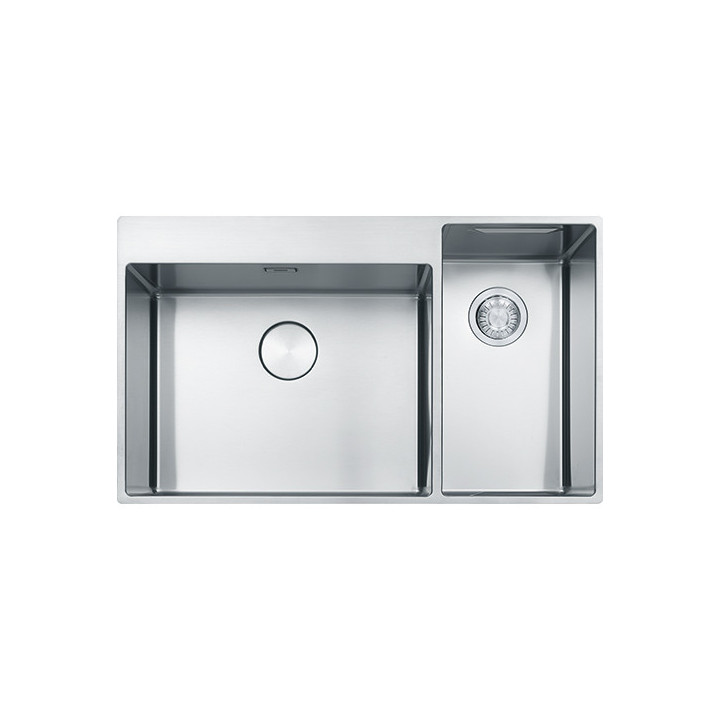 Zlewozmywak wbudowywany Franke Box Center BWX 220-54-27, akcesoria po prawej stronie, 86x51cm, stal szlachetna