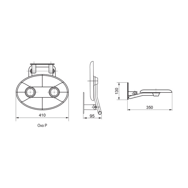 Siedzisko prysznicowe Ravak OVO-P Clear, 41x35cm, składane, czarne