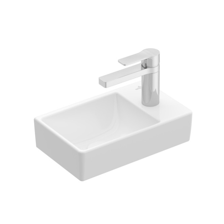 Umywalka meblowa mała Villeroy&Boch, 36x22cm, lewa, CeramicPlus, Weiss Alpin