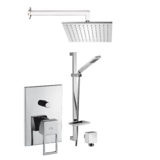 Zestaw natryskowy z baterią podtynkową, Paffoni Effe, deszczownica 30x30cm, ramię 200mm, chrom