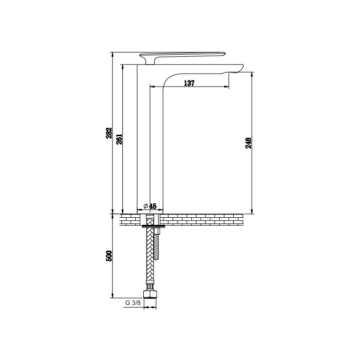 Bateria umywalkowa Kohlman Experience, stojąca, wysokość 282mm, czarny mat