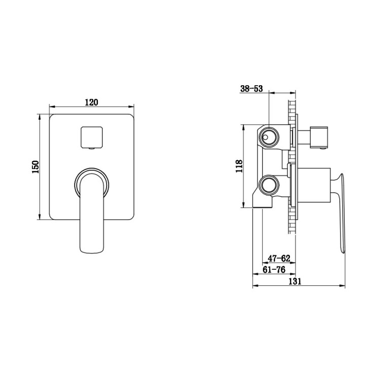 Bateria wannowa Kohlman Experience, podtynkowa, 2 wyjścia wody, chrom