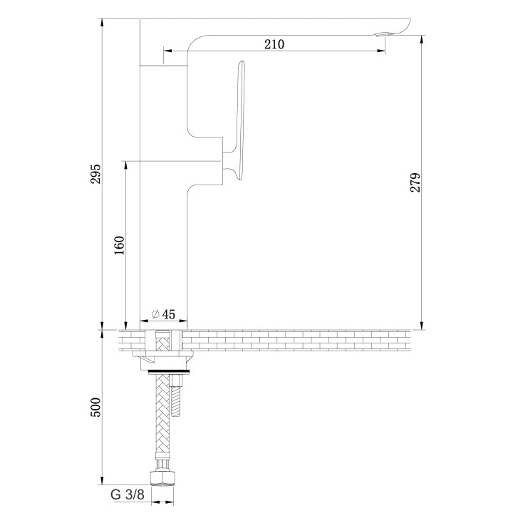 Bateria Kohlman Experience Black umywalkowa stojąca wys. 295mm, czarny mat
