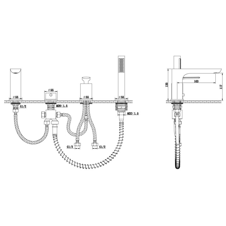 Bateria Kohlman Experience umywalkowa stojąca wys. 295mm, chrom