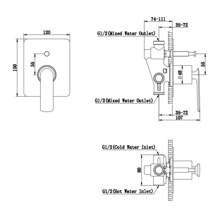 Bateria wannowa Kohlman Experience Black podtynkowa, czarny mat- sanitbuy.pl