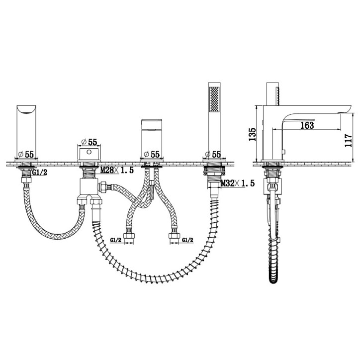 Bateria umywalkowa Kohlman Proxima, stojąca, wysokość 286mm, chrom