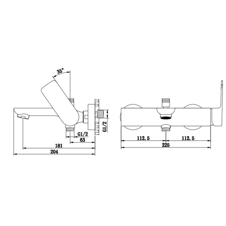 Bateria wannowa 4-otworowa Kohlman Proxima, stojąca, 2 wyjścia wody, chrom