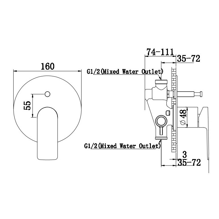 Bateria wannowa Kohlman Proxima, natynkowa, 2 wyjścia wody, chrom