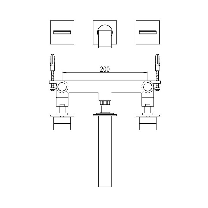 Bateria umywalkowa Kohlman Axis, podtynkowa, wylewka 20cm, chrom