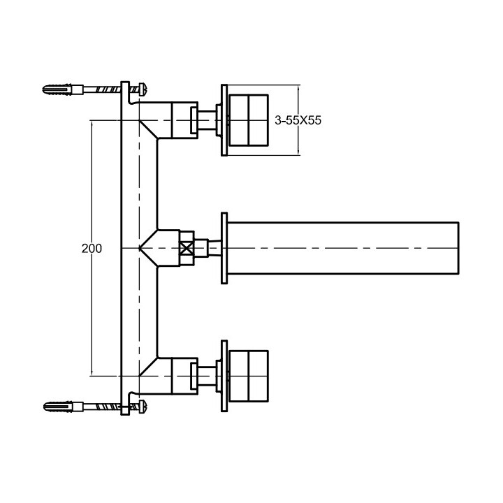 Bateria umywalkowa Kohlman Axis, podtynkowa, wylewka 20cm, chrom