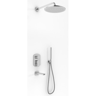 Zestaw wannowy Kohlman Foxal, podtynkowy, kwadratowa deszczownica 20cm, 3 wyjścia wody, chrom