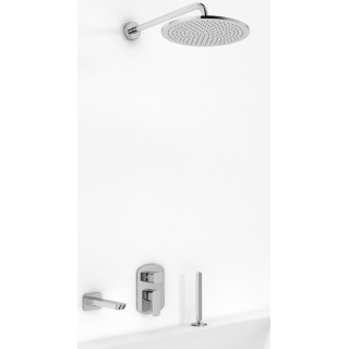 Zestaw wannowy Kohlman Foxal, podtynkowy, kwadratowa deszczownica 20cm, 3 wyjścia wody, chrom