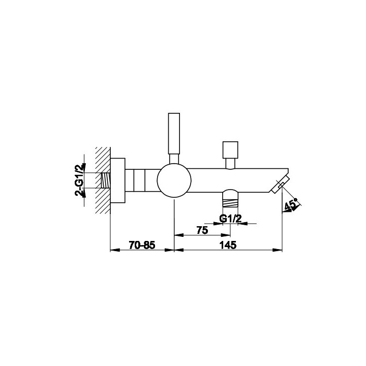 Bateria wannowa Kohlman Nexen, natynkowa, 2 wyjścia wody, chrom