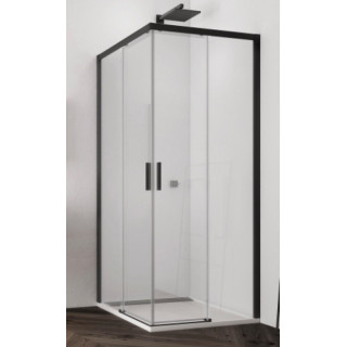 Kabina prostokątna Sanswiss TOP-LINE S TLS G+D, 100x80cm, dłuższa prawa strona, szkło przejrzyste, profil czarny