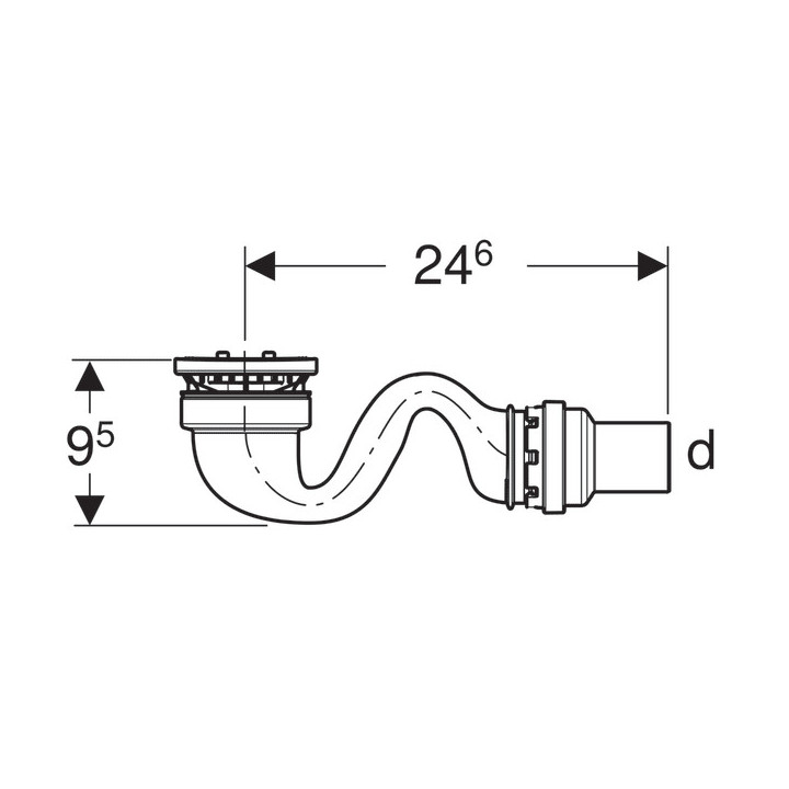 Syfon brodzikowy Geberot Sestra, wysokość 70mm, zasyfonowanie 30mm, czarny