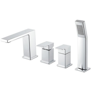 Bateria wannowa Vema Lys, natynkowa, wylewka 188mm, zestaw natryskowy, chrom