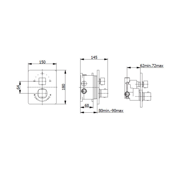 Bateria natryskowa termostatyczna Vicario Ovale, podtynkowa, 2 wyjścia wody, chrom 