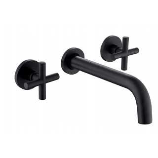 Bateria umywalkowa Rea Exit, podtynkowa, 3-otworowa, wylewka 20cm, uchwyty krzyżowe, czarny mat