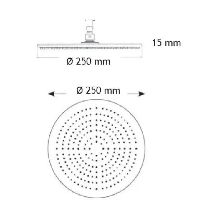 Deszczownica Giullini, okrągła, 200mm, mosiądz, grubość 7mm, czarny mat