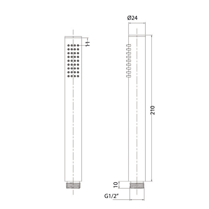 Słuchawka prysznicowa Giulini, 1-funkcyjna, okrągła, czarny mat