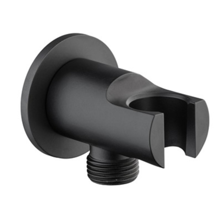 Przyłącze kątowe Giulini, z uchwytem na słuchawkę, mosiądz, G 1/2", czarny mat