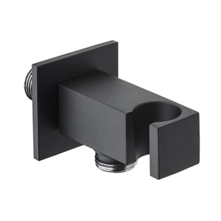 Przyłącze kątowe Giulini, z uchwytem na słuchawkę, mosiądz, G 1/2", czarny mat