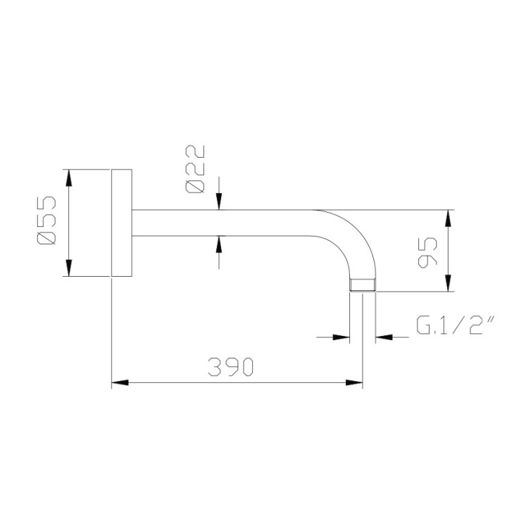 Ramię ścienne dla deszczownicy Demm, 40cm, okrągła, czarny mat