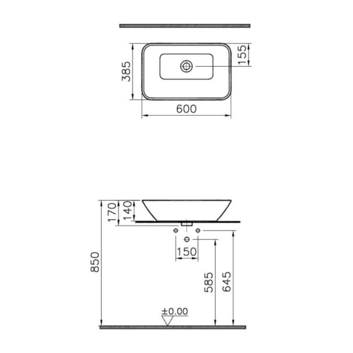 Umywalka nablatowa Vitra Geo, 38x38cm, okrągła, bez przelewu, biała