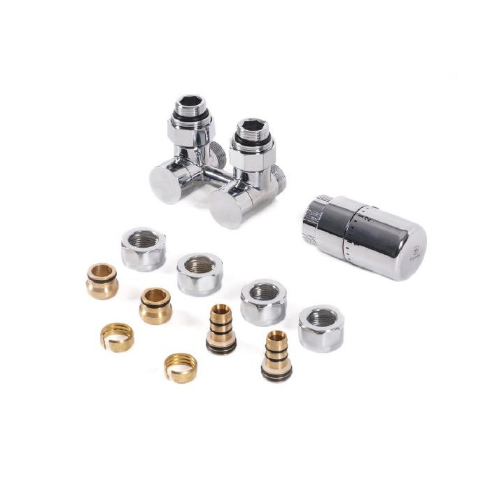 Zestaw zintegrowany termostatyczny kątowy z rurką zanurzeniową Terma, Lewy - chrom