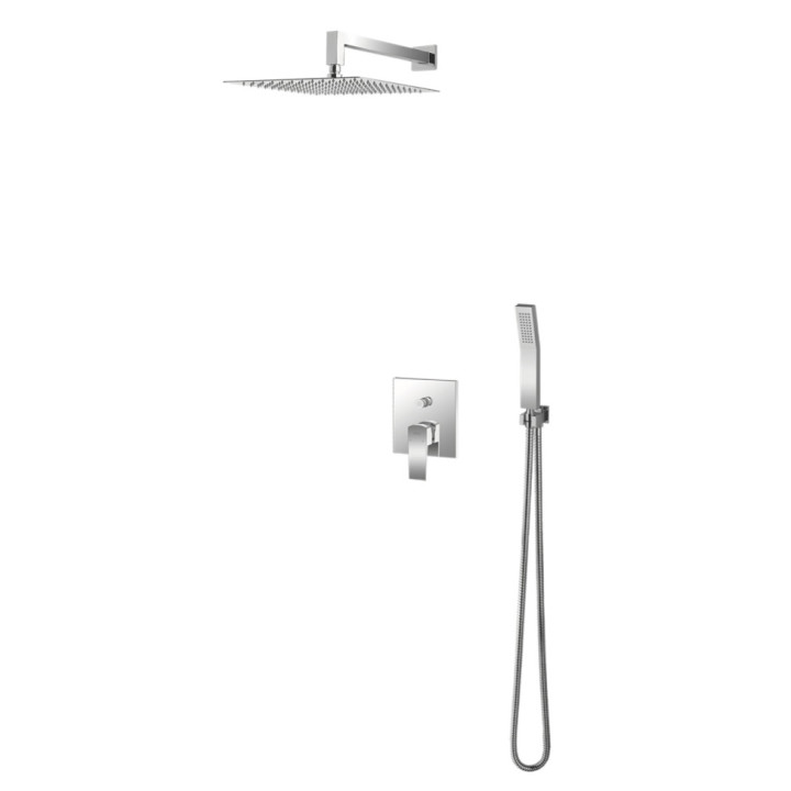 Zestaw natryskowy Vedo Sette, podtynkowy, 2 wyjścia wody, deszczownica kwadratowa 300mm, chrom