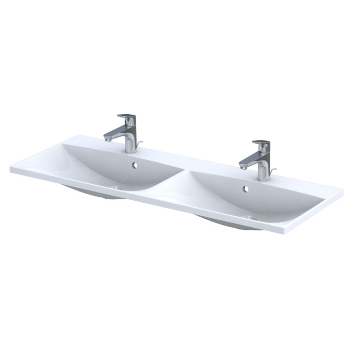 Umywalka meblowa Oristo UNI Amelia, 120x46cm, z przelewem, konglomeratowa, biała