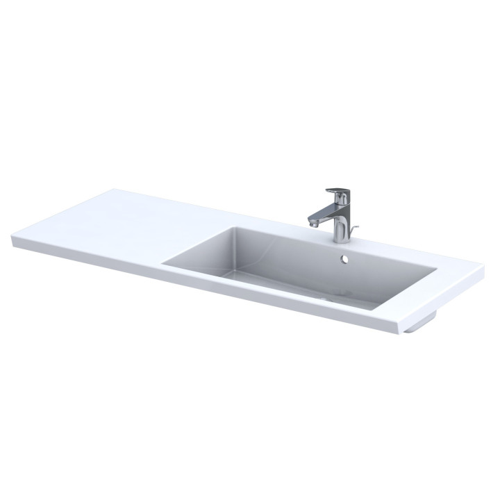 Umywalka meblowa Oristo Brylant, lewa, 125x50cm, z przelewem, konglomeratowa, biała