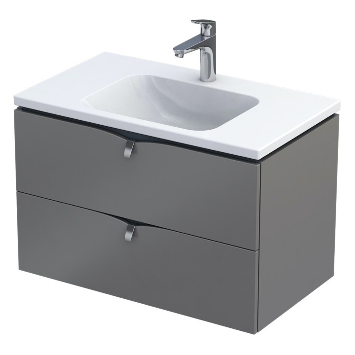 Szafka podumywalkowa Oristo Siena, 80cm, dwie szuflady, biały połysk