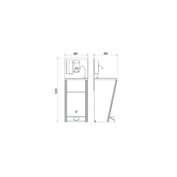 Przenośna umywalka stojąca ze stali nierdzewnej z dozownikiem mydła i zasobnikiem na wodę, Nofer Wash - satyna